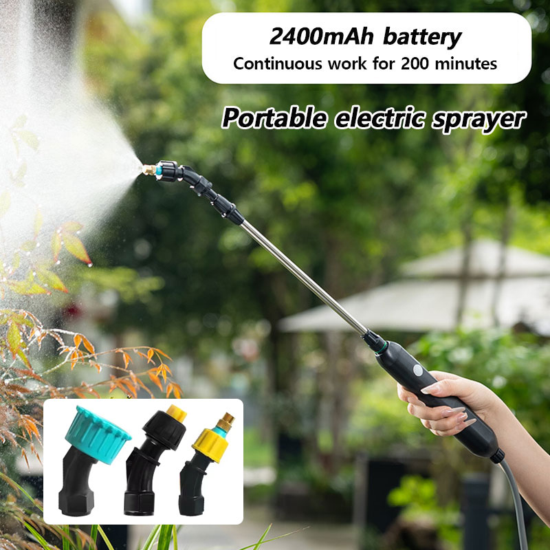 High-Pressure Portable Electric Gardening Sprayer with 3 Mist Nozzles 2400mAh USB Rechargeable Watering Garden Irrigation Tool