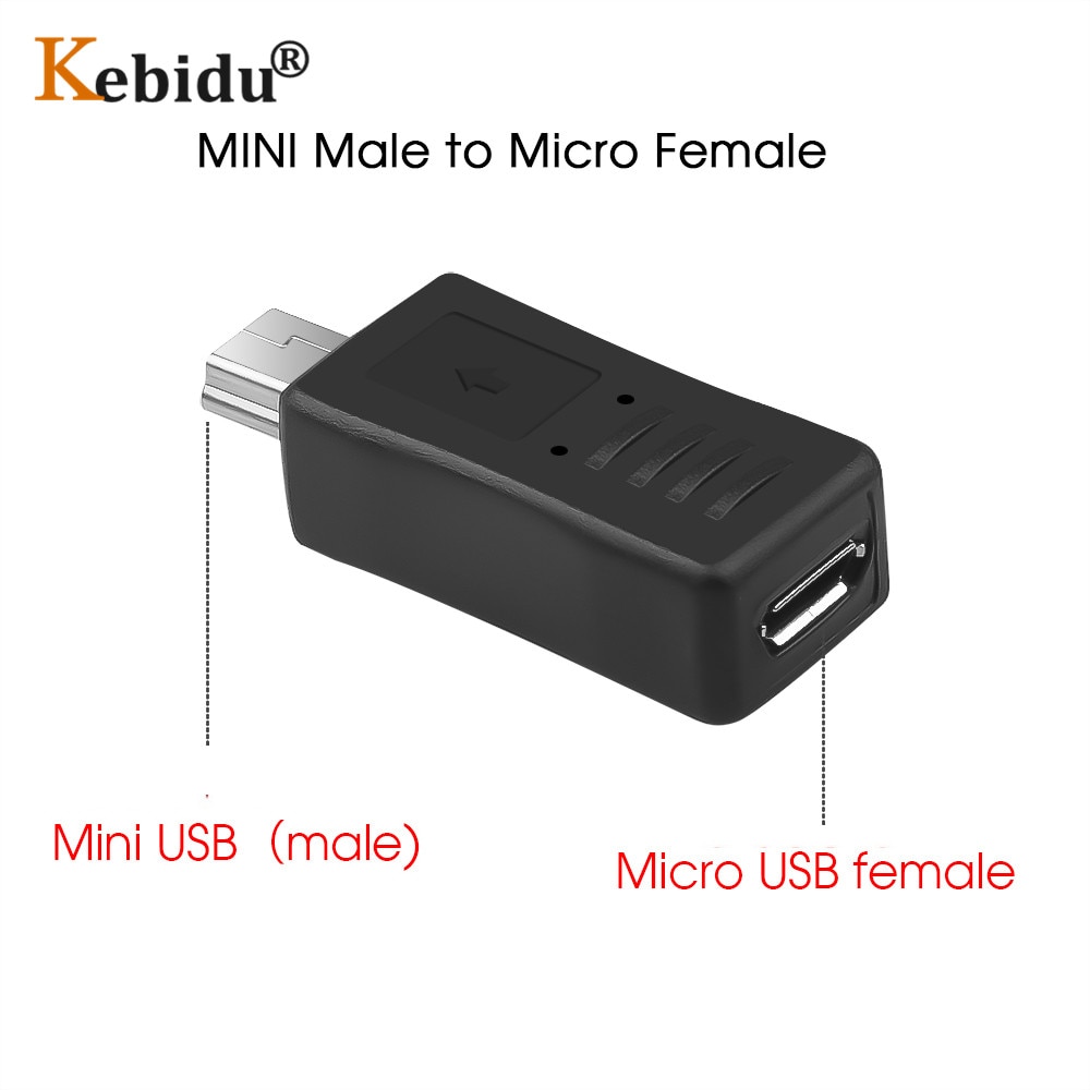 KEBIDU Micro USB naar Mini USB Vrouw Naar Man Adapter Connector Converter Adapter Voor PC Telefoon Kabels