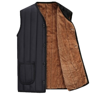 PEVSN Winter Men Vests Fleece Warm Waistcoat Man Outwear Casual Thermal Soft Vests Thick Windreaker Sleeveless Jackets Clothing: Black / XXXL