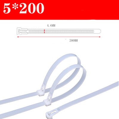 30PCS reusable self-locking plastic nylon cable ties, fixed nylon cable ties and detachable zipper cable ties, binding straps: 5x200white 30PCS
