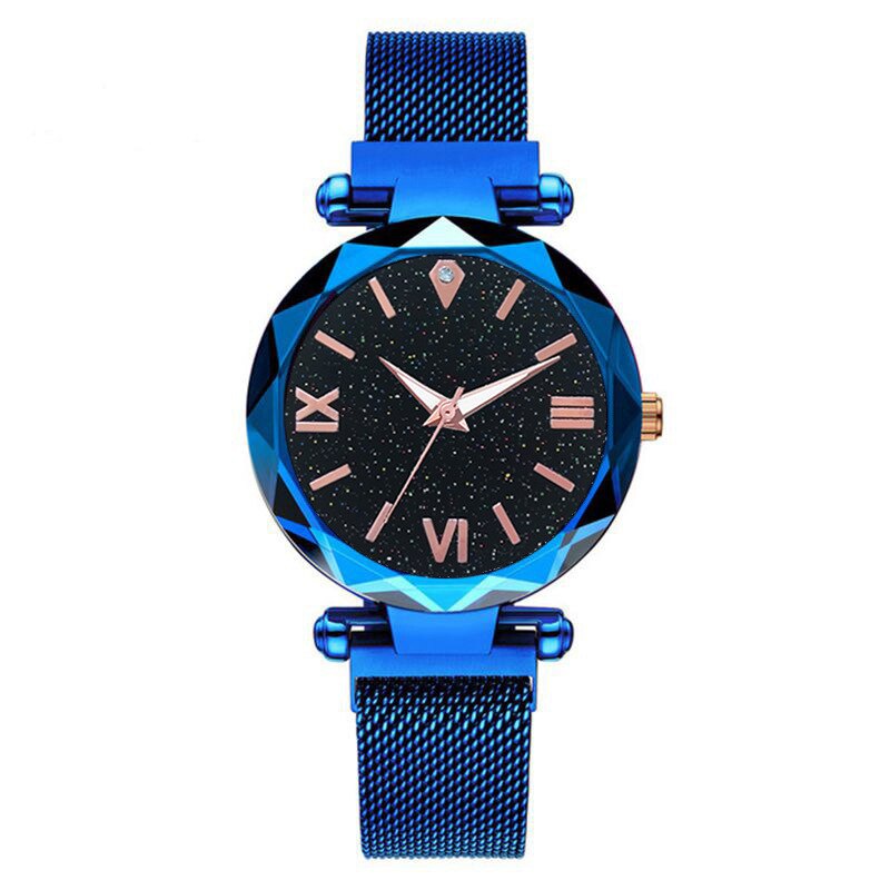 ciel étoilé chiffre romain horloge femmes montres aimant boucle Vibrato violet dames montre-bracelet: Blue