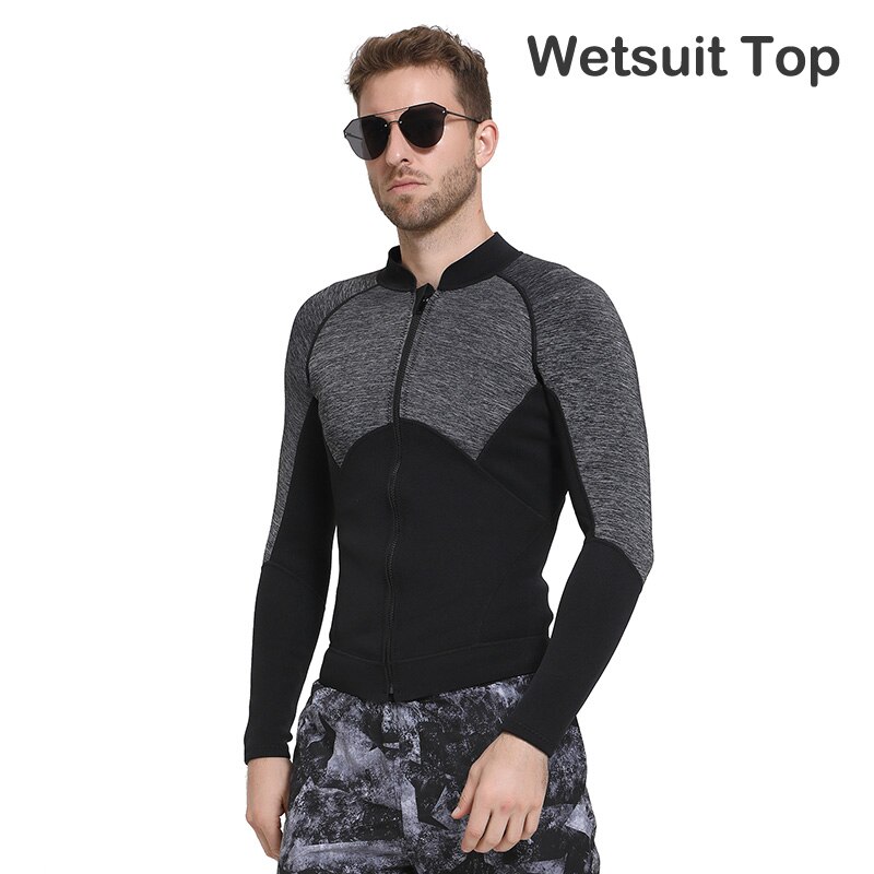 Mens 3mm Neoprene Wetsuit Jacket Long Sleeve Front Zipper Canoe Kayak Surfing Diving Suit Rash Guard Diving Suit Top Adult: 7038 / XXL