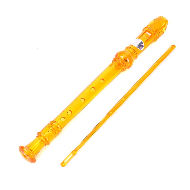 6 Holes Plastic Transparent Clarinets With Cleaning Rod Woodwind Instruments Musical Recorder Flutes: gold yellow