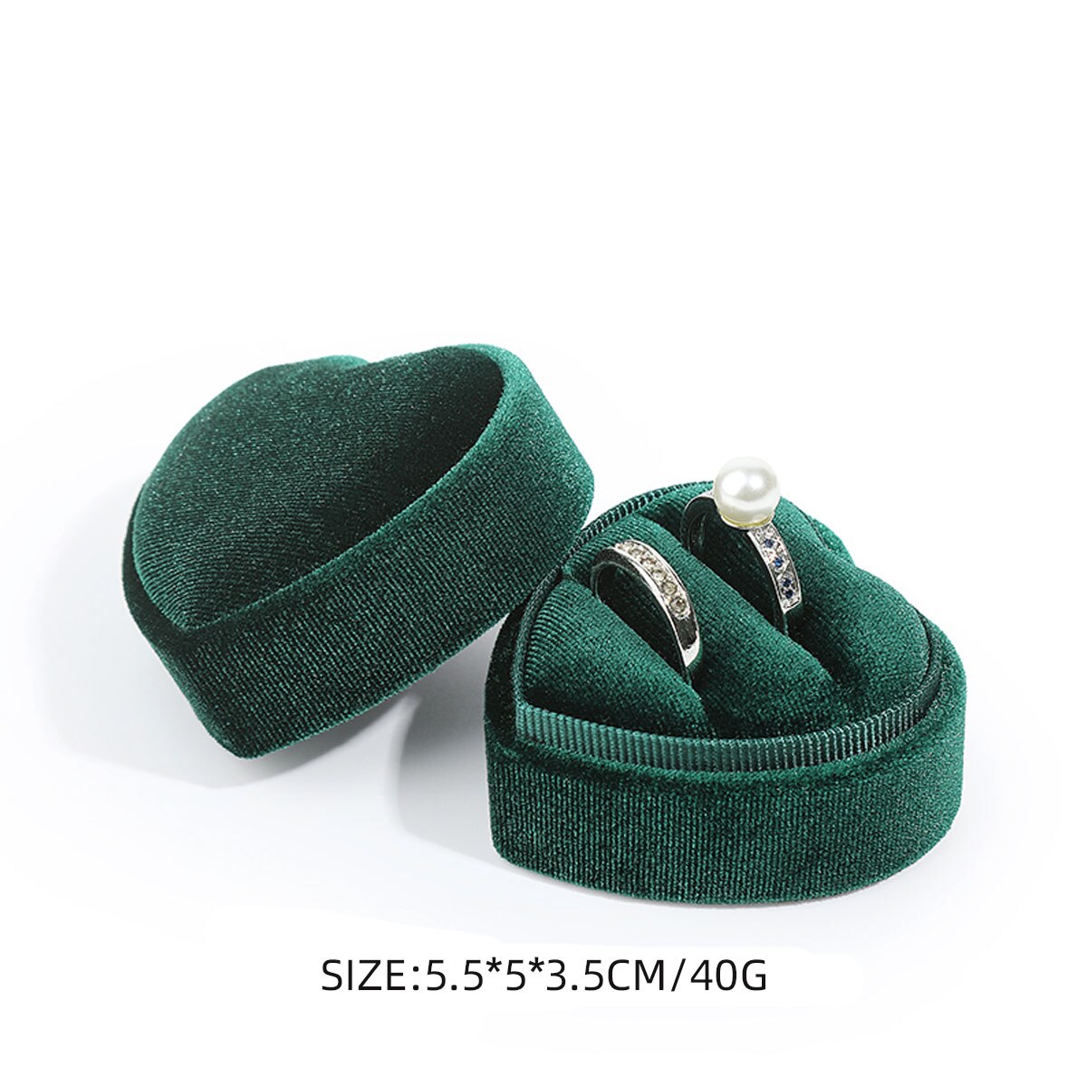 Sieraden Doos Ring Box Strik Sieraden Organizer Box Hartvormige Corduroy Doek Ketting Box Ring Verpakking Box: Green-05