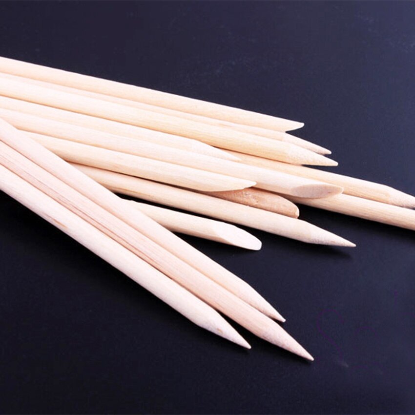 Houten stokjes nagelkunst manicure nagelriemduwer remover tweeweg nagelverzorgingstool stippen houten stokje , 10 stuks/lot