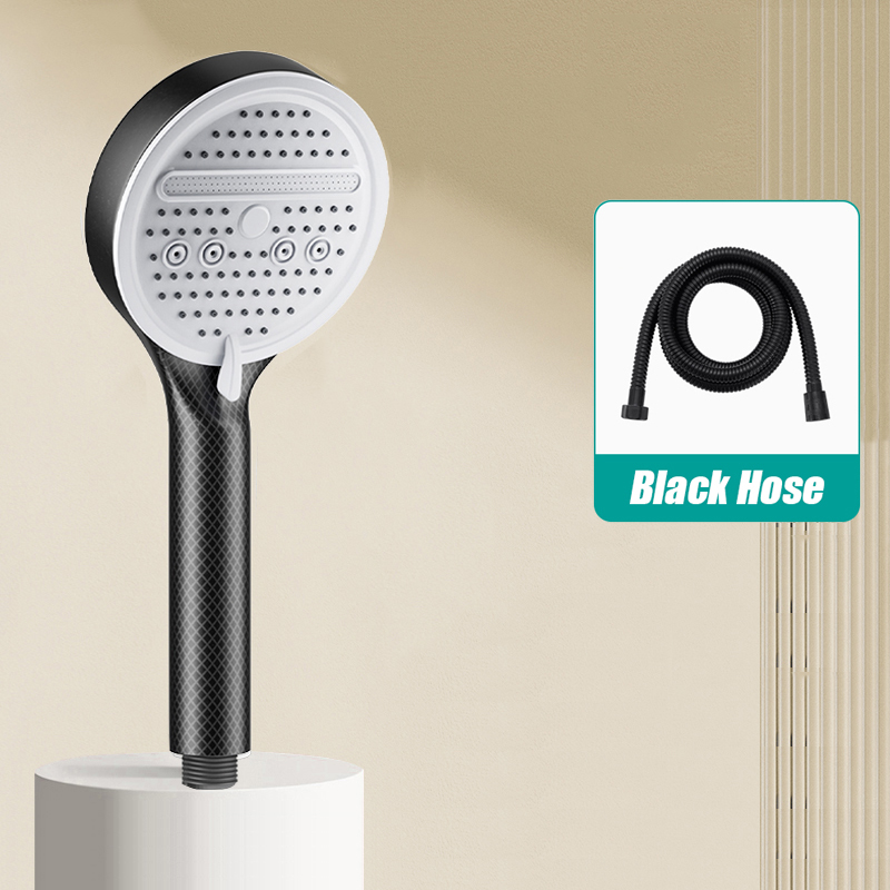 Cabezal de ducha ajustable de 5 modos, cabezal de ducha ahorrador de agua para baño con Base de manguera, accesorios de baño con patrón de fibra de carbono: Verde