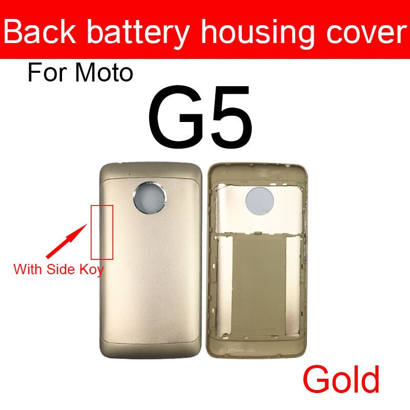 Back Battery Cover Behuizing Voor Motorola Moto G5 XT1685 XT1672 XT1670 XT1671 XT1676 XT1675 XT1677 Rear Batterij Cover Case: Gold