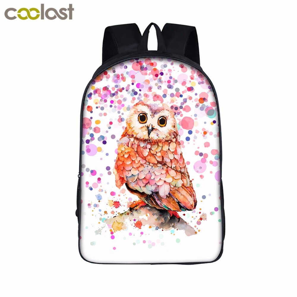 16 inch Cartoon Owl Student Backpack Cute Animal Print School Bag For Teenager Women Men Laptop Backpack Boys Girls Travel Bags