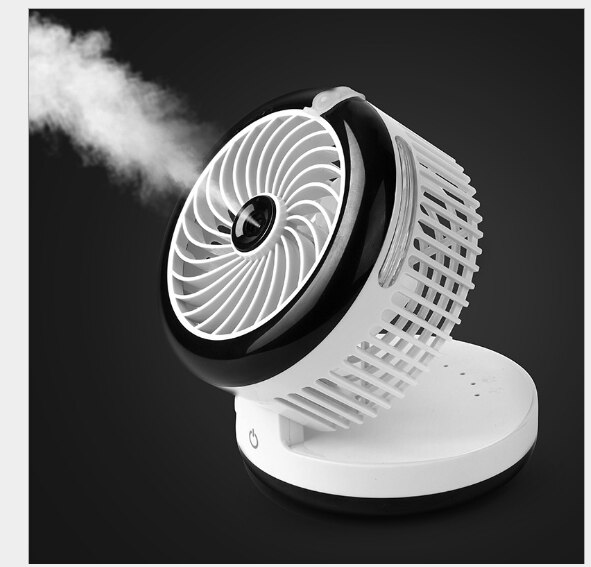 mini electric fan refrigerator water sprayer USB charged handheld portable perfume dispenser electrical fan 90 degree rotation: Black