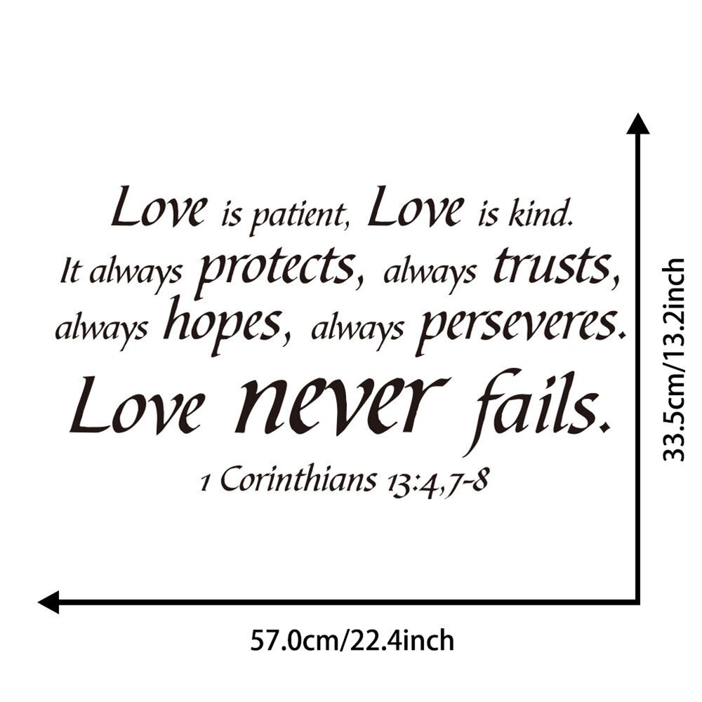 1PC Christian Removable Peel and Stick Vinyl Love is patient Love is kind Wall Stickers