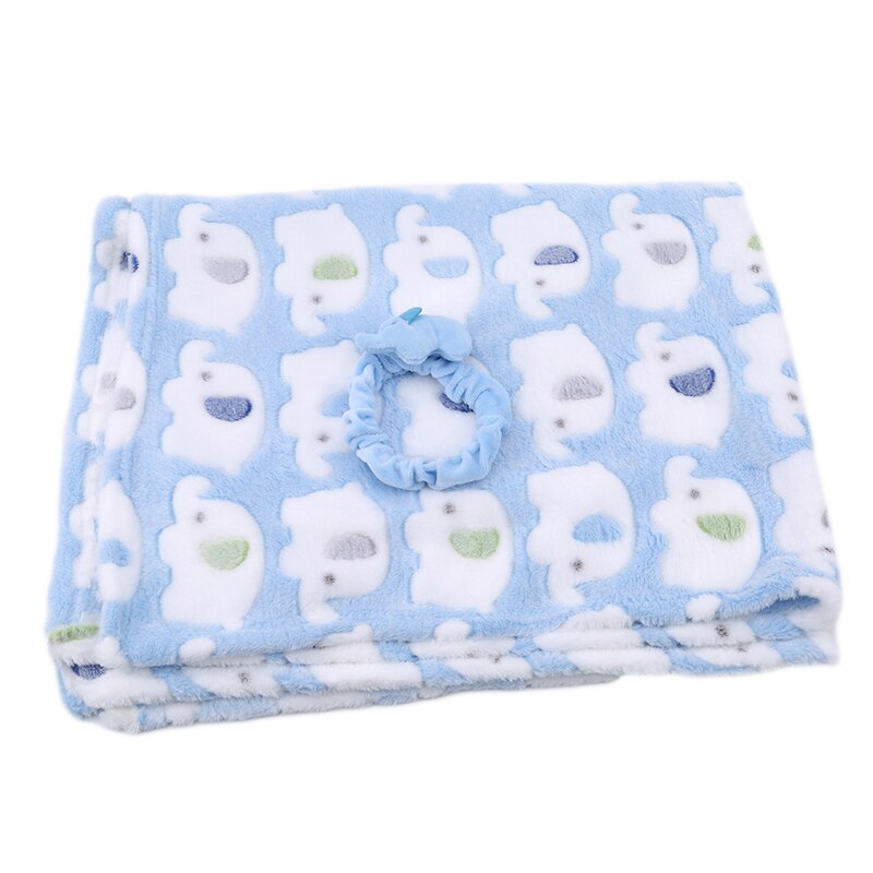 Leuke Olifant Cartoon Baby Deken Pasgeboren Olifant Airconditioning Quilt Coral Fluwelen Kussen Dekbed Dual-Use Baby Producten: blue