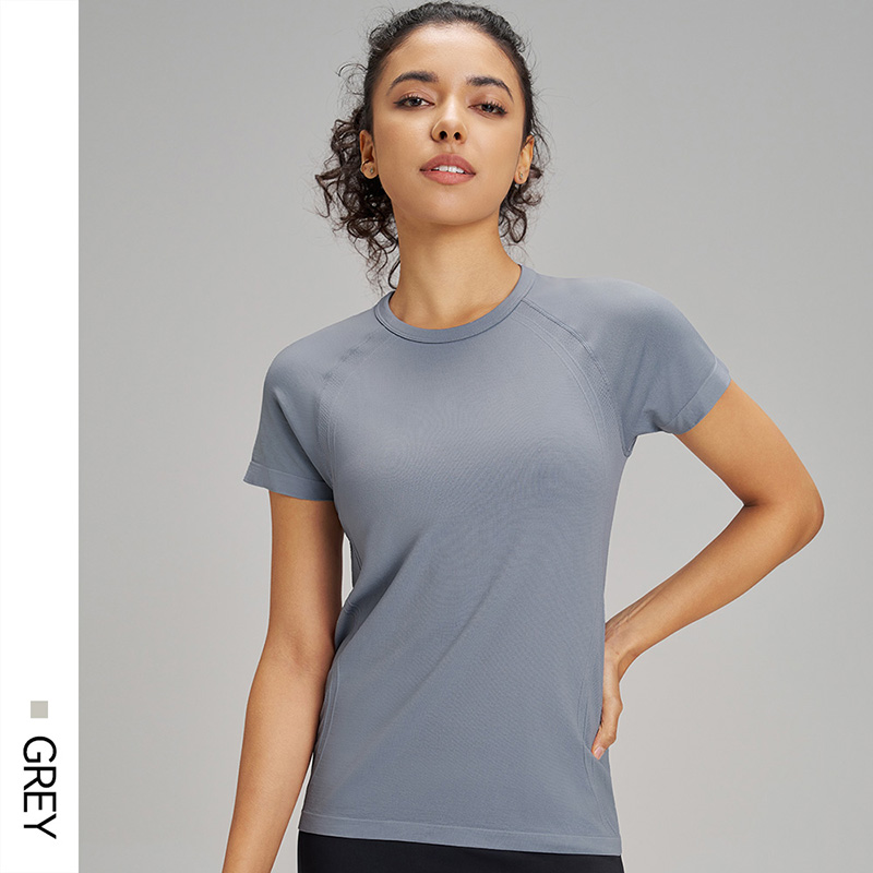 T-Shirt de sport à manches courtes pour femmes, dix couleurs, séchage rapide, sweat-shirt respirant, vêtements de Fitness, couleur unie, Yoga, haut à manches courtes: M / green