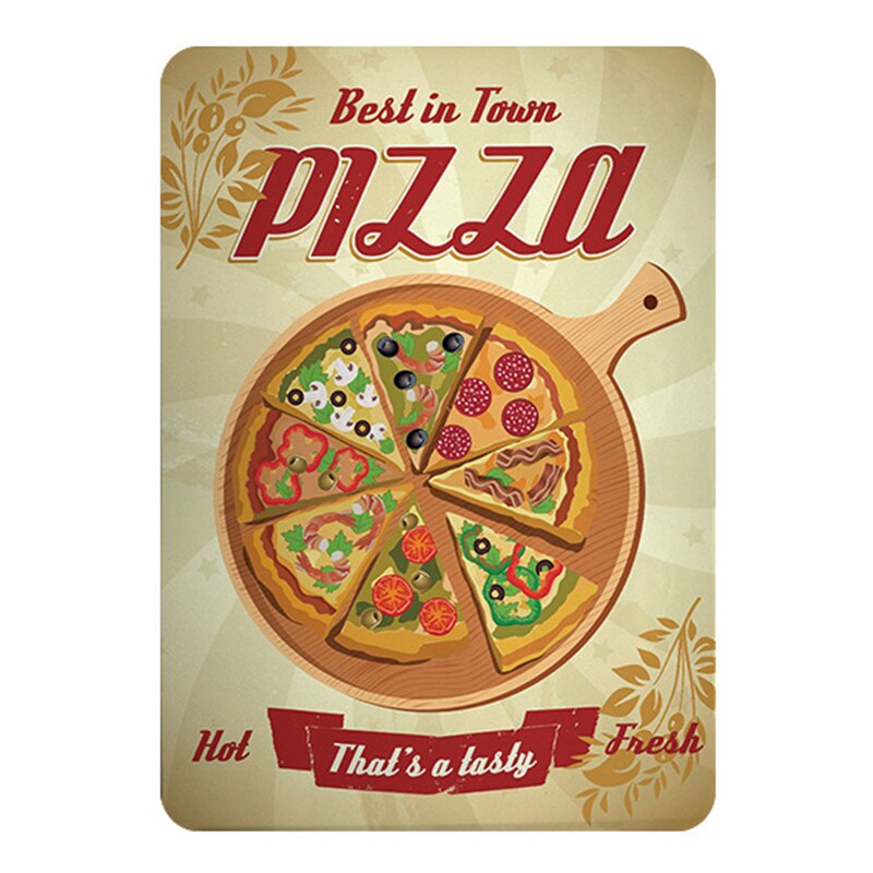 Pizza kyltti pizza ravintola ravintola retro peltimaalaus vintage metallikuva seinäkoristelu amerikkalainen minimalistinen tyyli: 10
