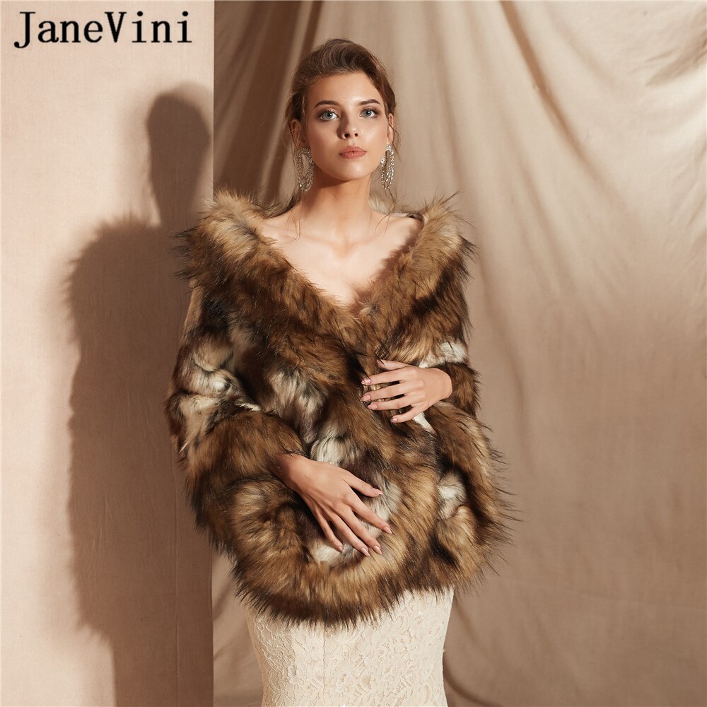 Janevini bont imitatie winter bolero sjaal wikkel bruidsmantel vrouwen trouwjurk cape voor gala feest accessoires