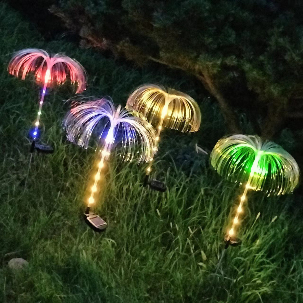 Magical Solar Jellyfish Light Garden Pathway Decoration Lights Fiber Optic Jellyfish Lawn Lighting Outdoor Patio Villa Yard Lamp