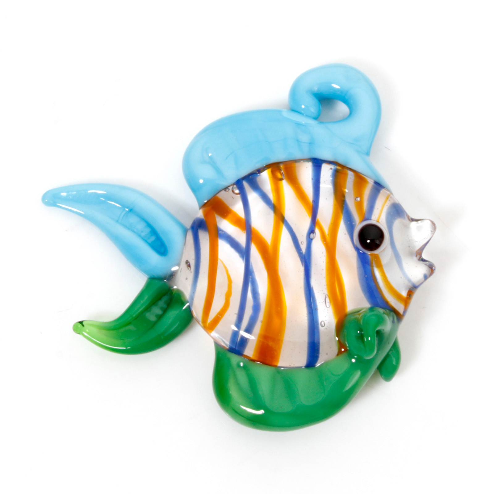 1PCs 3D Tropical Fish Animal Lampwork Ocean Charms For Jewelry Making Tiny Statue Ornaments Aquarium Decor DIY Necklace Pendant: Light Yellow Color