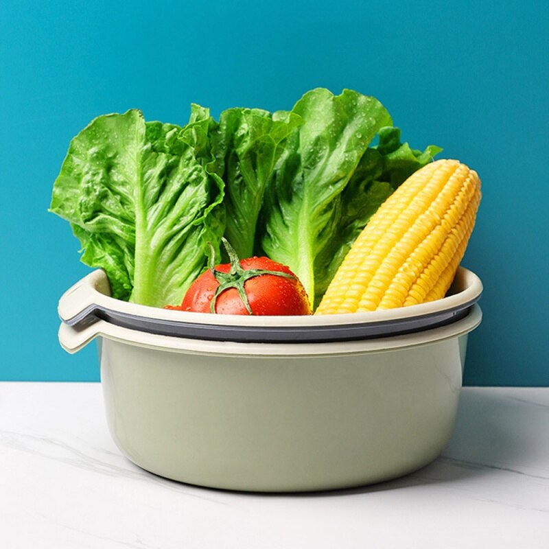 Kitchen Supplies Kitchen Double Drain Basket Fruit Vegetable Washing Strainer Collapsible Drainer kitchen Gadgets AndAccessories