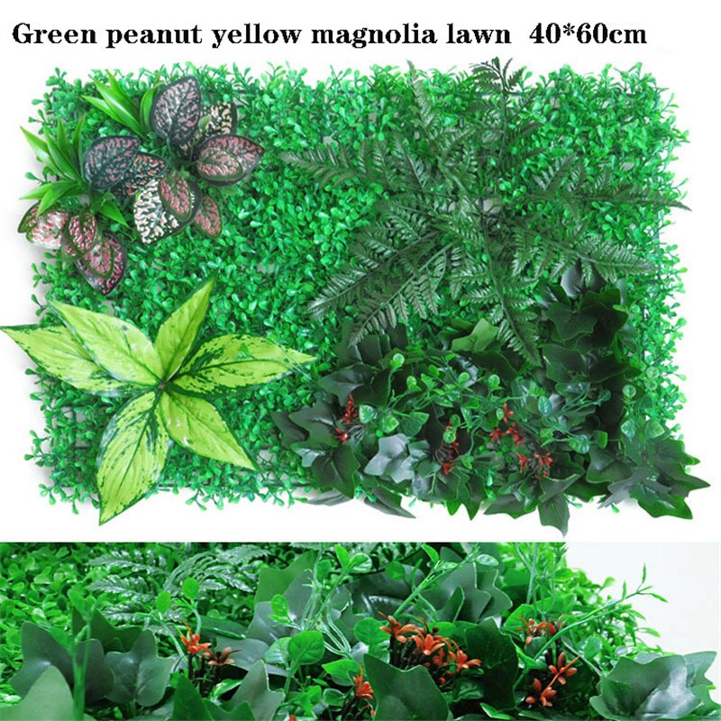 Mur végétal vert pour la maison jardin mur de mariage Landscap vert plastique pelouse porte boutique toile de fond décor mur végétal artificiel: yellow magnolia leaf
