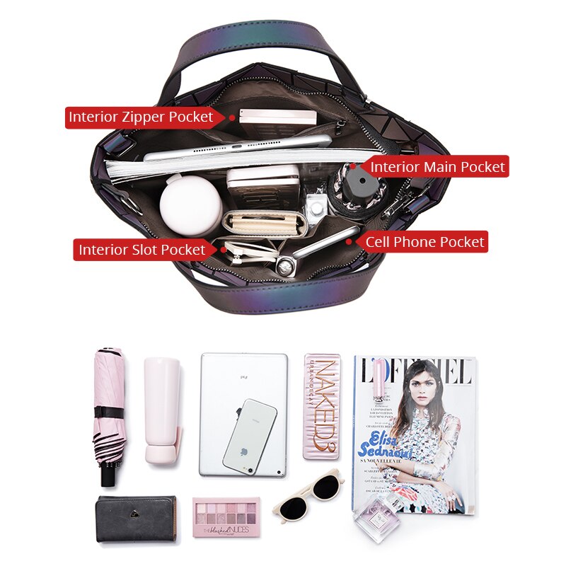 Sacs à main géométrique lumineux à bandoulière pour femmes , bourse pour dames, fourre-tout