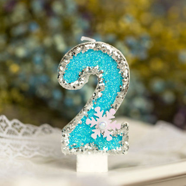 Blue Snowflake Number Happy Birthday Cake Toppers Cakes Decoration Tools Birthday Party Digital Cakes Dessert Cupcake Decor: 2