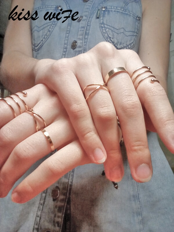 KISSWIFE Heißer Einzigartige Ring Set Punk Gold Farbe Knuckle Ringe für frauen Finger Ring 6 PCS Ring Set Beste