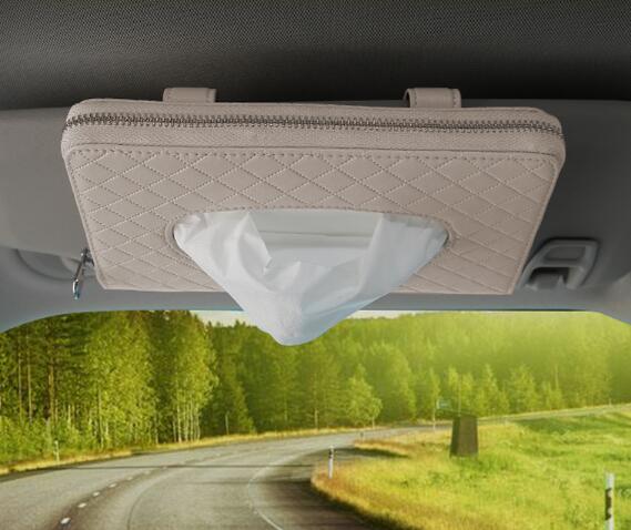 Pu lederen zonneklep stoel rugleuning hangend type auto tissue doos autobenodigdheden servet papier lade hoes houder