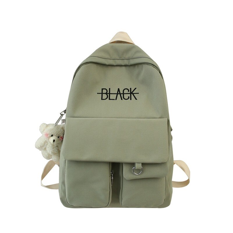 Nouvelle tendance femme sac à dos sacs d'école imperméables pour adolescentes grande poche Nylon couleur bonbon collège sac à dos Mochila: green