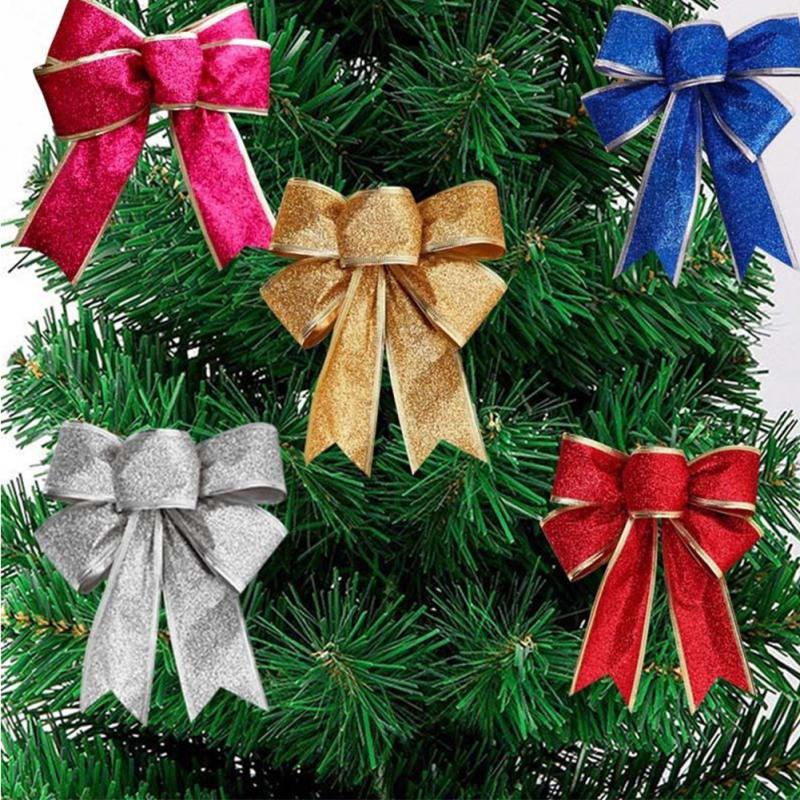 25cm glitter roze strik kerstboom hanger kerstversiering kerststrik huisdecoratie handgemaakte strik