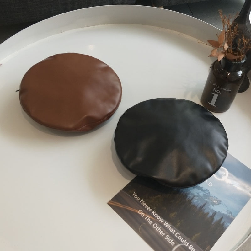 Kvinder baret solid imiteret pu læder baret fransk kunstner varm hue hat