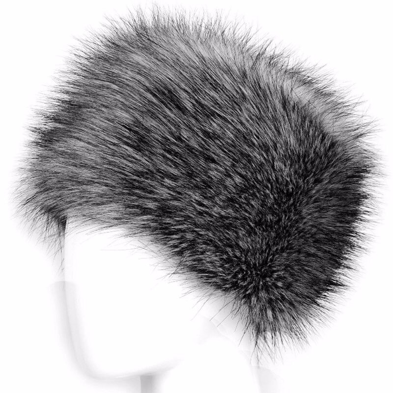 Winter Dikke Pluizige Hoofdband Voor Vrouwen Mannen Bont Haarband Russische Harige Oorbeschermers Elastische Tulband Brede Hoofddeksels Ski Hoeden Accessoires