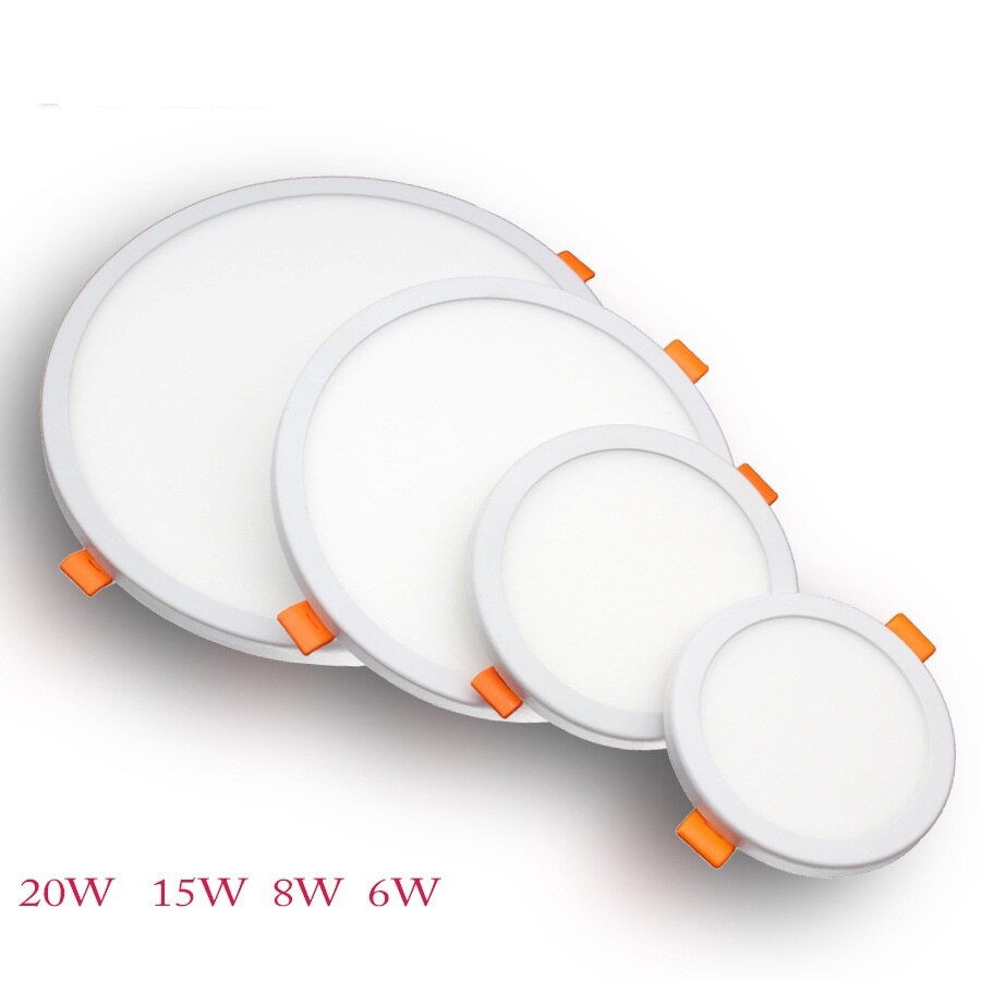 Panneau lumineux led 6w 8w 15w 20w | Taille de trou réglable lampe à ronde mince,