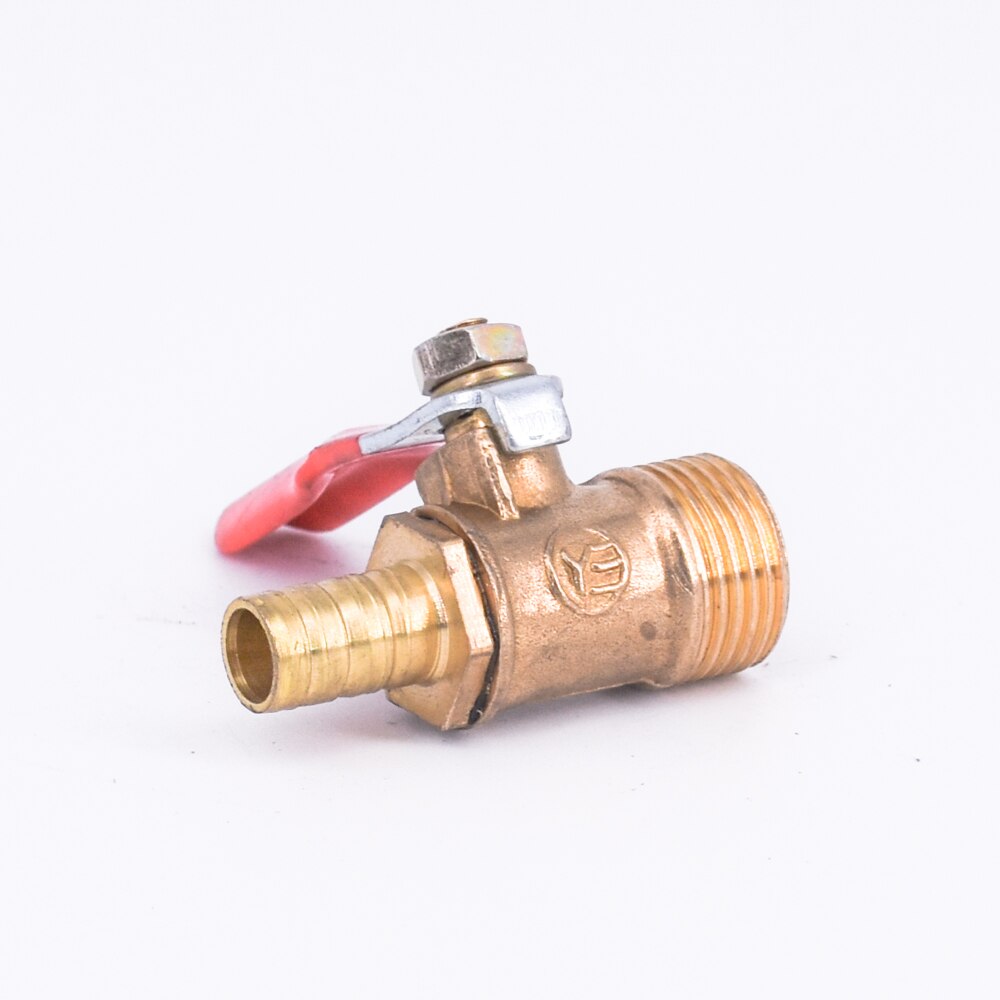 Messing 6/8/10/12 Mm Red Deurkruk Kogelkraan Slang Barb 1/8 "1/4'' 3/8 ''1/2'' Bsp Mannelijke Water Olie Flow Control Fitting