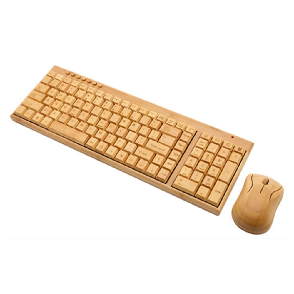 Items 201 Natural Eco-friendly Healthy Bamboo Wooden Wireless Keyboard and Mouse Combo