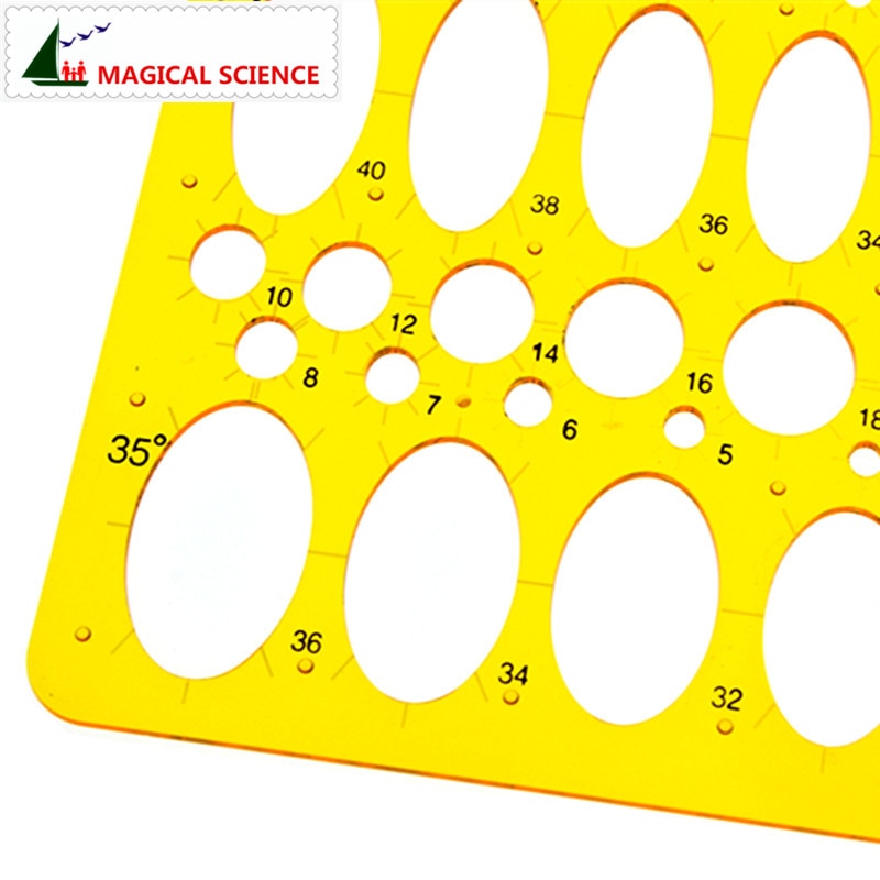 Transparent plastic Ellipse drawing template Oval drawing board 25cm students rulers KJ012