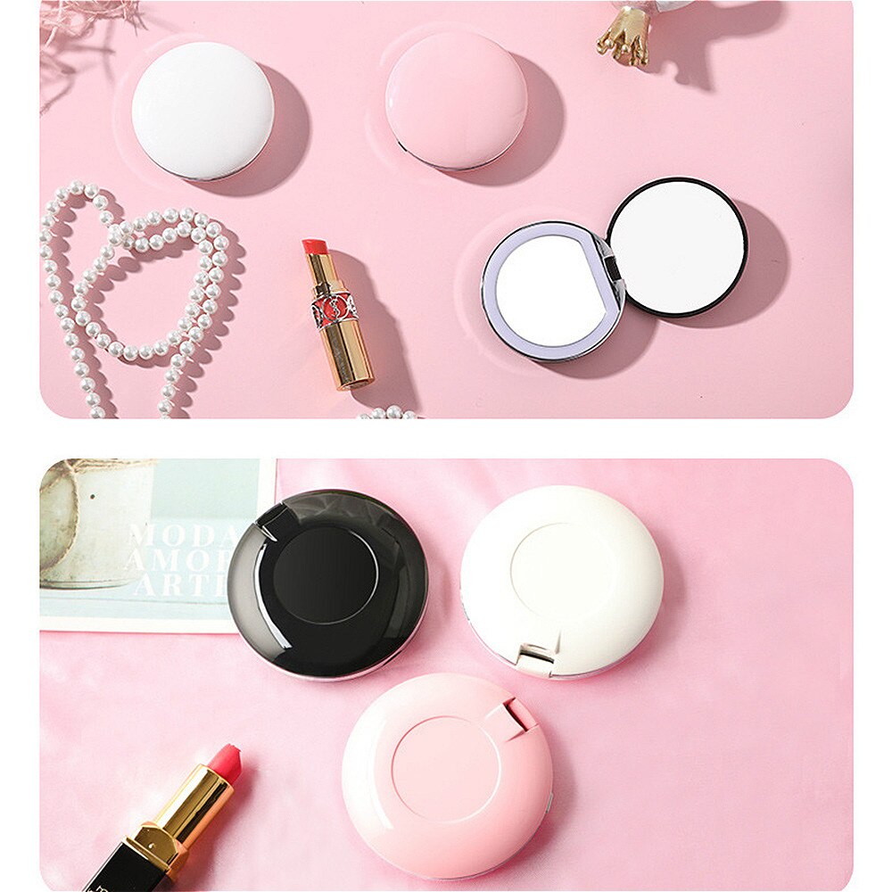 Magnifying Lighted Makeup Mirror Light Mini Round Portable LED Make Up Mirror Sensing USB Chargeable Makeup Mirror