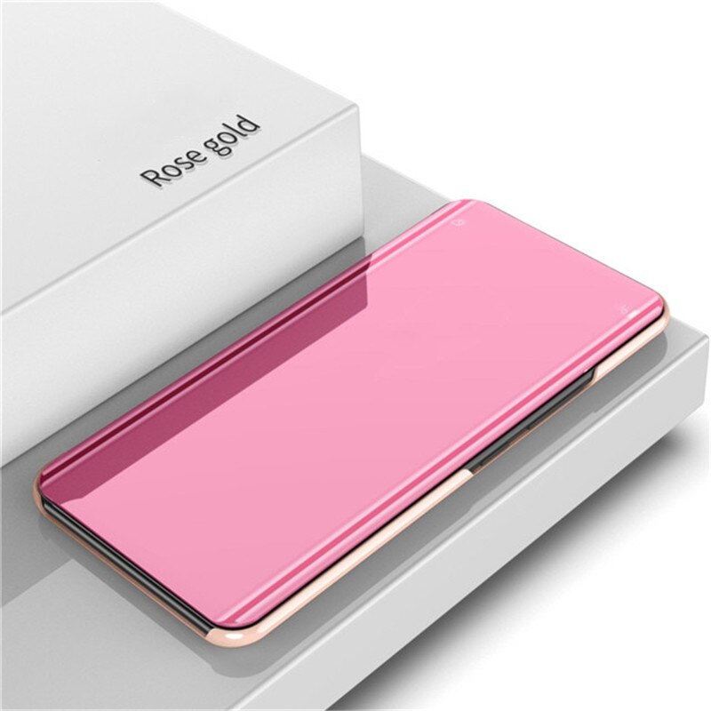 Voor xiaomi poco  m3 hoesje transparant smart view pu leer 360 flip stand volledige cover hoesje voor pocophone  m2 pro schokbestendige fundas covers: Voor poco  m2 pro / Roségoud