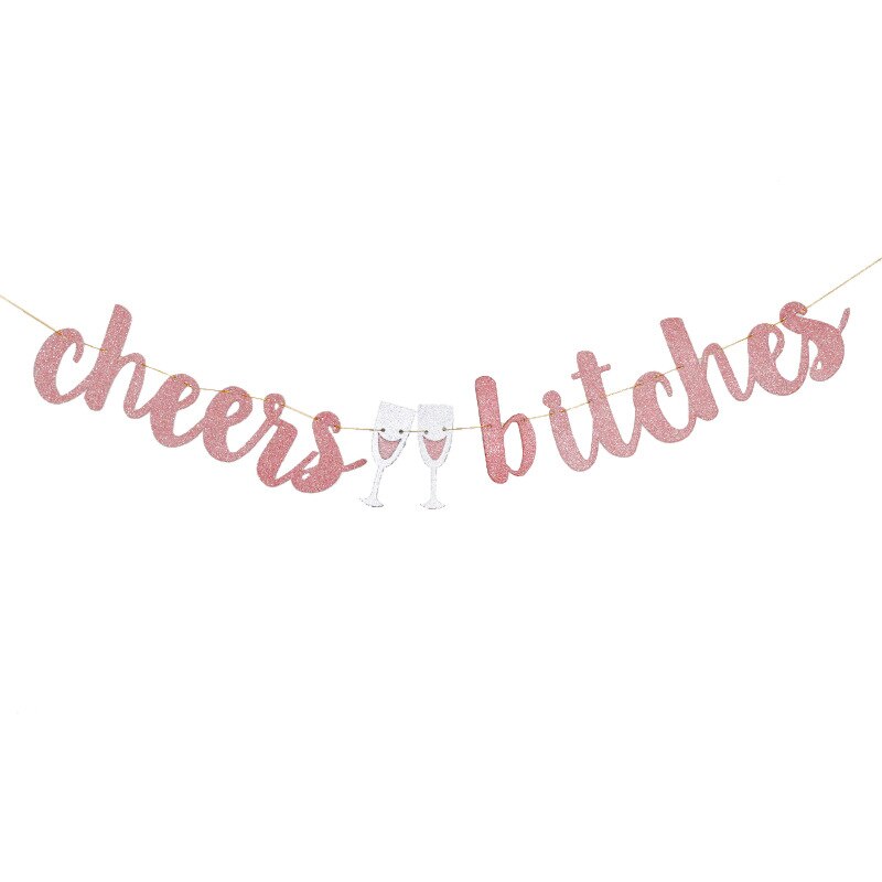 2M Sequin Champagne Gold Bridal Shower Banner MISS TO MRS CHEERS BITCHES Bride To Be Paper Chains for Wedding Party bachelor: 5
