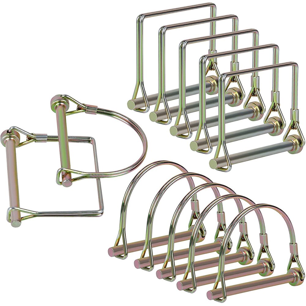 Wire Lock Pins, 1/4 Inch Heavy Duty Safety Coupler Pin Shaft Locking Pto Hitch Pin with Round Arch Wire Retainer for Trailers