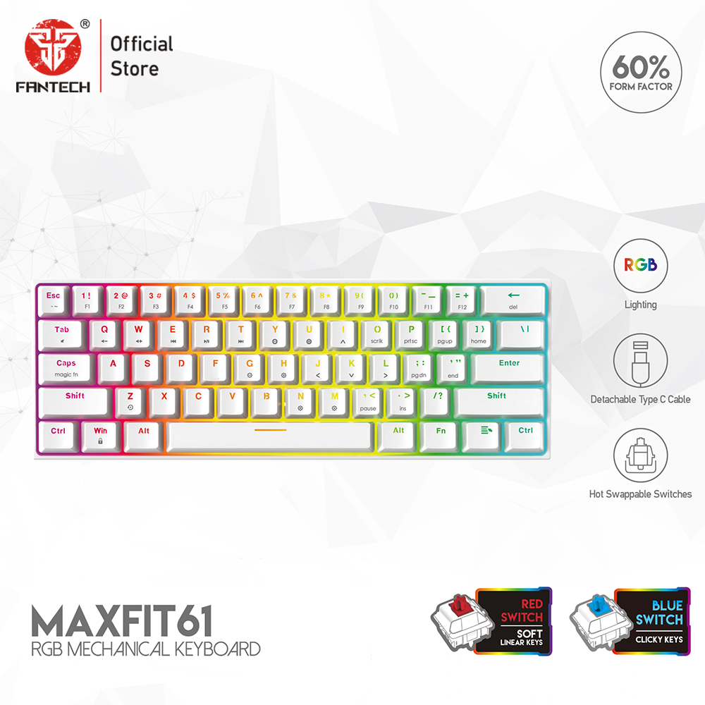 FANTECH MAXFIT61 Gaming Mechanical Keyboard USB Wired 61 keys with RGB Swappable Switches for PC Computer Gamer