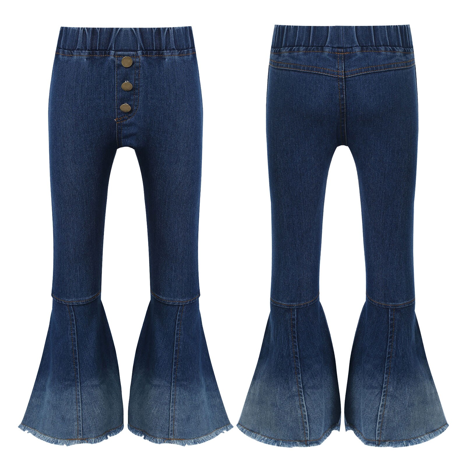 Pantalones vaqueros Vintage para niña pequeña, Vaqueros ajustados con campana, pantalones acampanados de Color degradado a la
