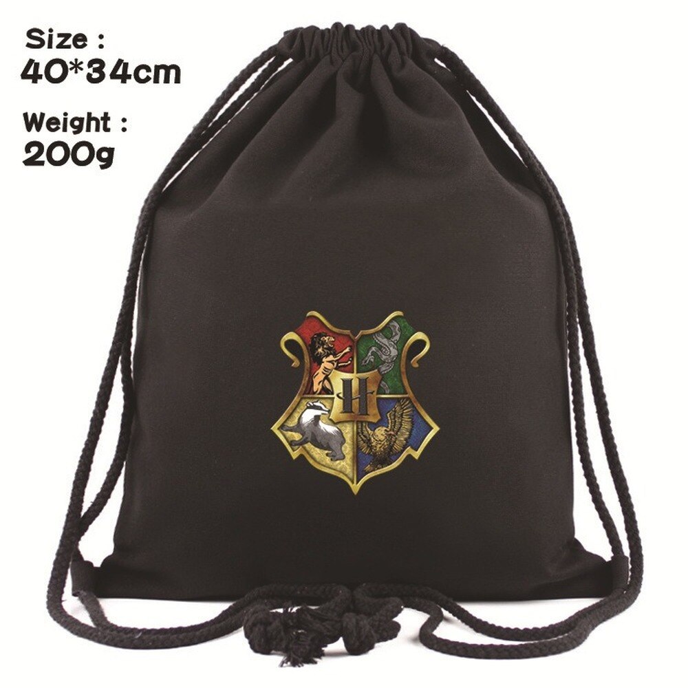 H.Potter Drawstring Canvas Backpack Men Women Shopping Bag Student School Bag Outdoor Storage Bag: 14