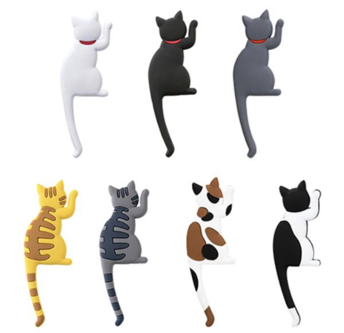 Gancho adhesivo magnético para refrigerador con cola de gato, original de gato de dibujos animados, viene con imán, cola flexible, adecuado para una variedad