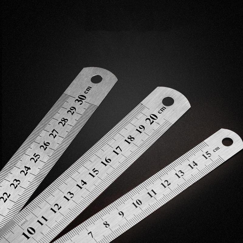 1 pc15cm 20cm 30cm linjal i metall i rustfritt stål reklamerett linjal skrivesaker tegnelappeverktøy