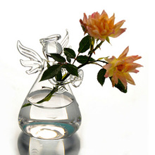 1 Pcs Transparante Vazen Leuke Glas Angel Vorm Bloem Plant Opknoping Vaas Home Office Wedding Decor