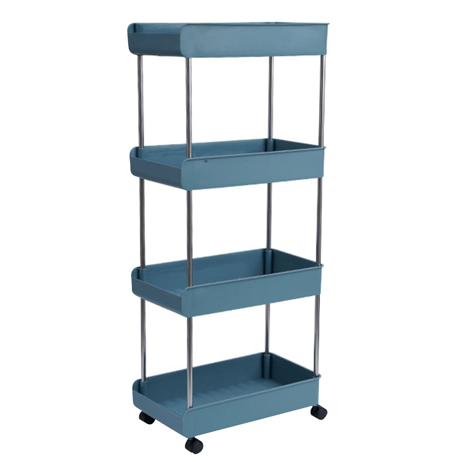 Kitchen Trolley Bathroom Rolling Cart 3/4 Layer Mobile Storage Rack with Wheels Fridge Slim Side Shelf Service Cart Trolley