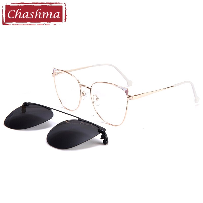 Chashma-Clips para gafas de sol con bisagra magnética para mujer, lentes ópticas graduadas, Ojo de gato, UV400