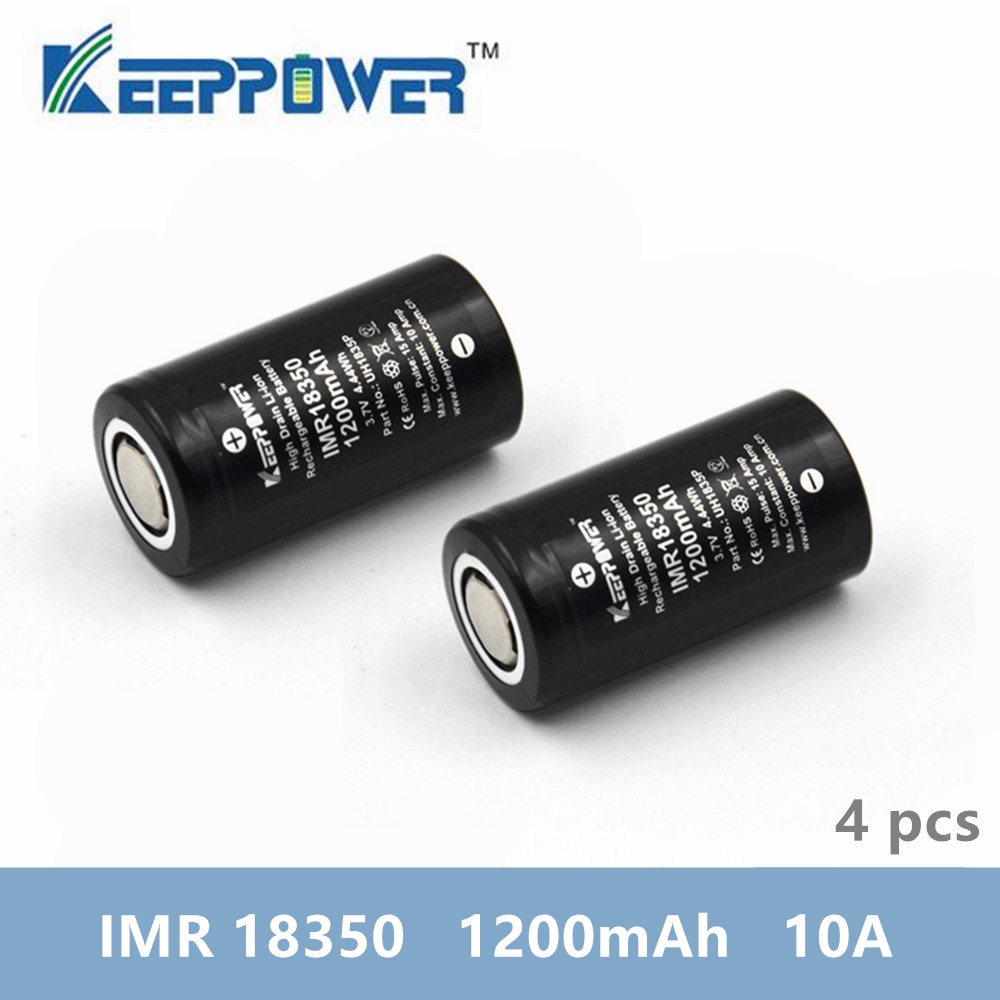 4pcs original Keeppower IMR18350 10A discharge 1200mAh UH1835P Li-ion rechargeable battery batteries IMR 18350 battery