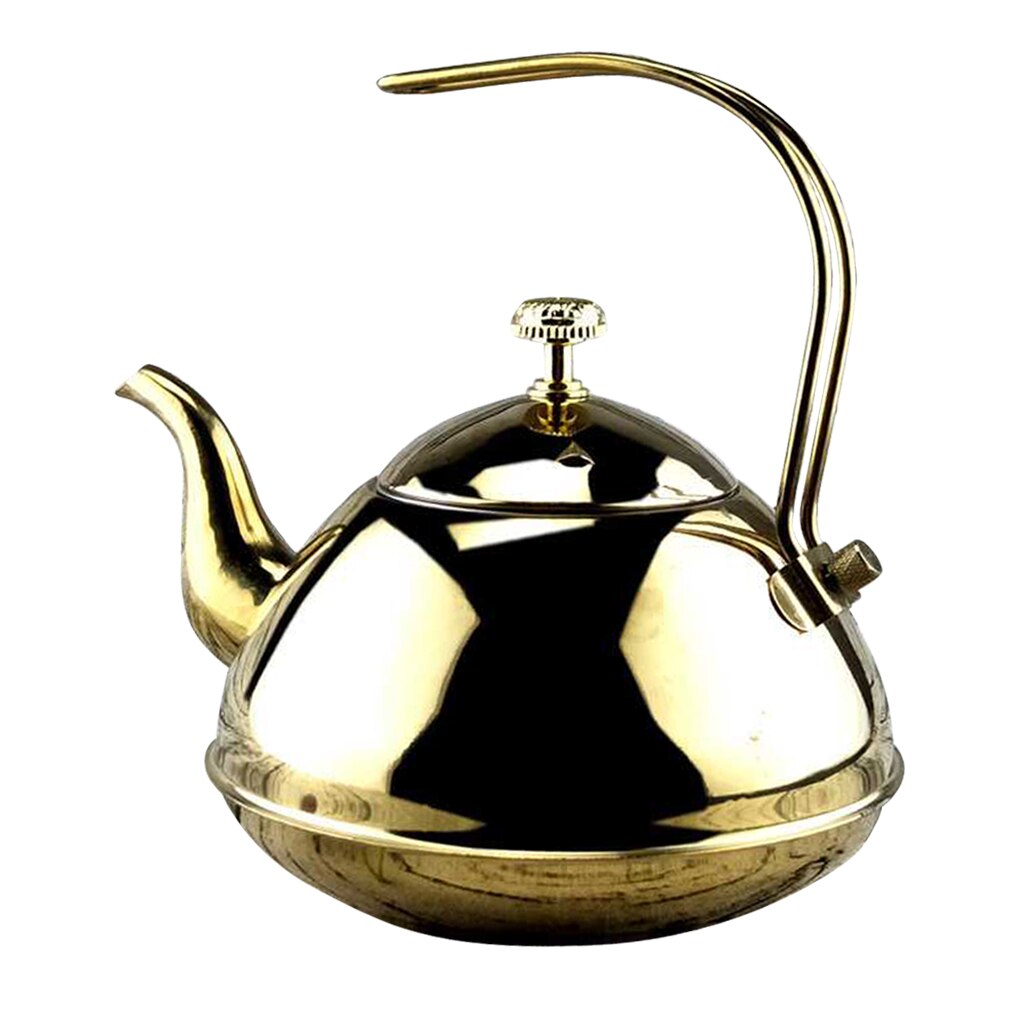Tea Kettle Pot - Teapot with Mirror Finish - Stove Top Tea Maker Teapots - 1.0L/1.5L: 1.5L Golden