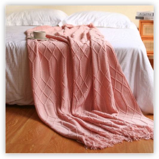 Textile City Knitted Throw Blanket Nordic Home Decorative Sofa Cover Chunky Plaid Bedspread for Winter 130x230cm: 100x150cm / Pink