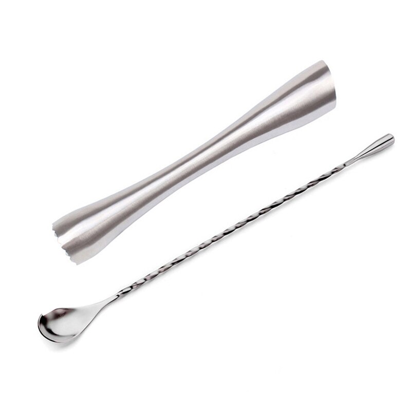 UPORS-Conjunto de vajilla de cóctel de acero inoxidable, palos de cóctel clásicos + cuchara de Bar, accesorios para cóctel, herramientas de Bar de 8 pulgadas: Muddler set
